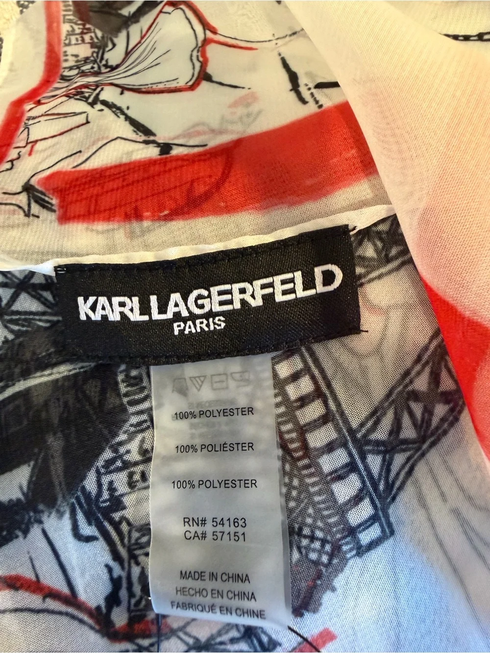 KARL LAGERFELD🇫🇷🥖Parisian Eiffel TowerChiffon-like,lightweight Wrap Scarf❤️🖤RARE